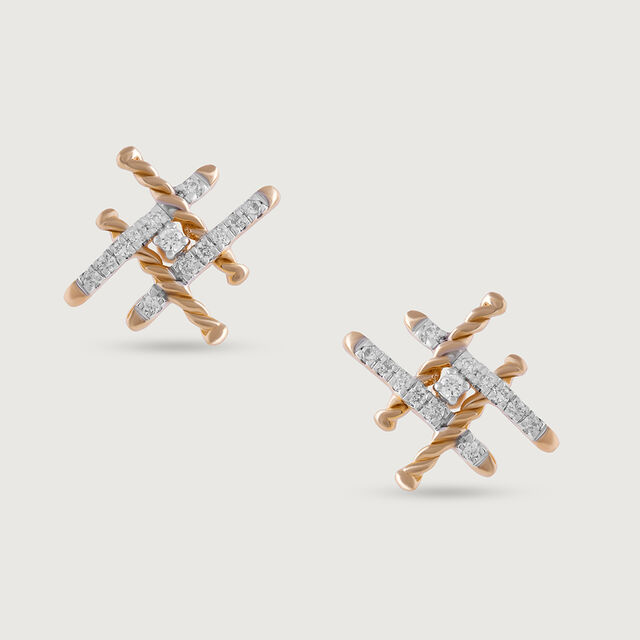 Twisted Harmony Gold & Diamond Stud Earrings,,hi-res image number null