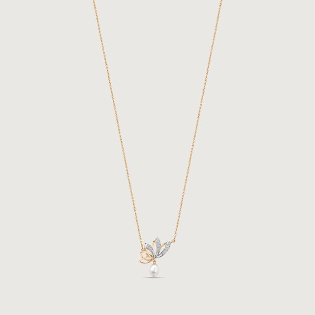 Lotus Bloom Pearl and Diamond Necklace,,hi-res image number null