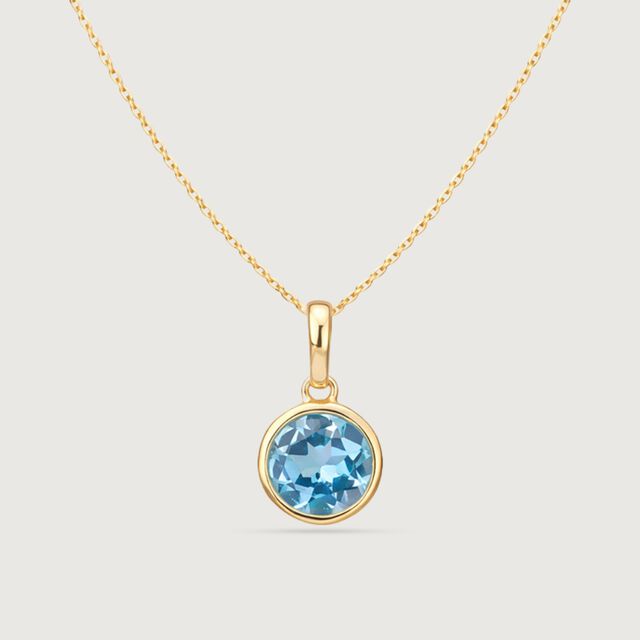 Clean Contemporary Blue Topaz Gold Pendant,,hi-res image number null