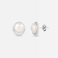 Glistening Pearl Silver Stud Earrings,,hi-res view 4