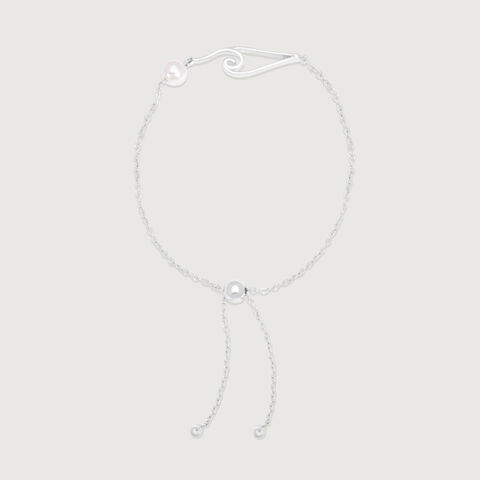 Wave Pearl Silver Anklet