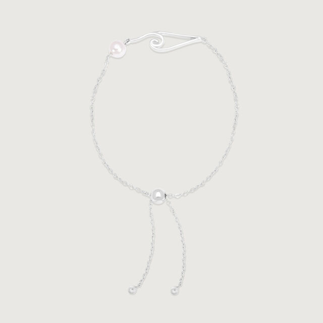 Wave Pearl Silver Anklet,,hi-res image number null