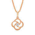 14KT White and Rose Gold Adorable Floral Diamond Pendant,,hi-res view 1