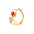 14 KT Yellow Gold Spark of Romance Diamond and Red Tourmaline Ring,,hi-res view 1