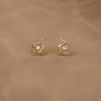 Petal Radiance 14 Kt Gold & Diamond Stud Earrings,,hi-res view 1