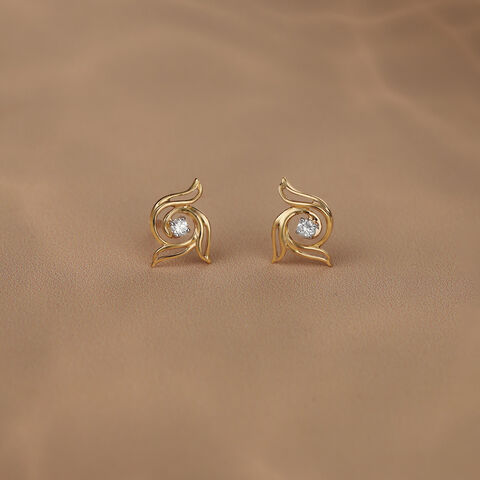Petal Radiance 14 Kt Gold & Diamond Stud Earrings
