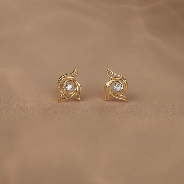 Petal Radiance 14 Kt Gold & Diamond Stud Earrings,,hi-res image number null