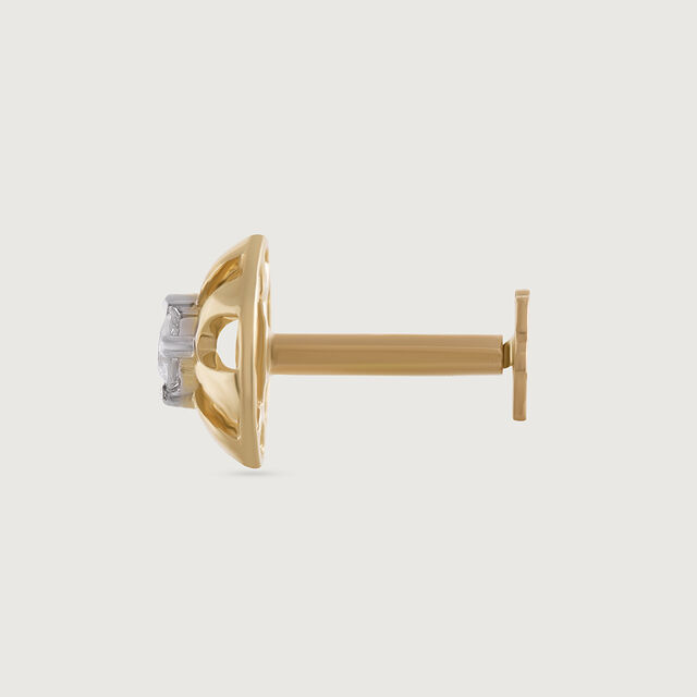 Mirrored Heritage Gold & Diamond Nose Pin,,hi-res image number null