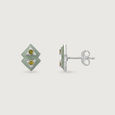 Olive Gleam Silver Stud Earrings,,hi-res view 4