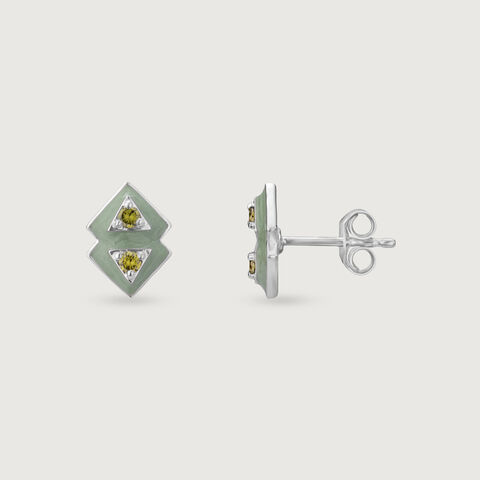 Olive Gleam Silver Stud Earrings