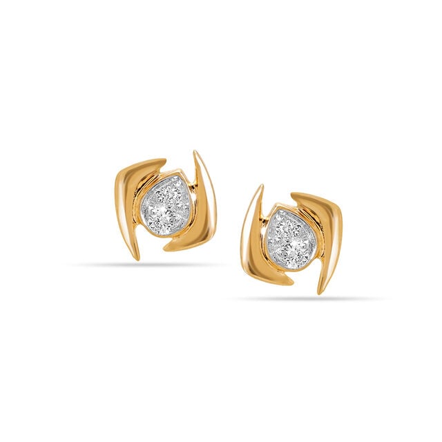 14 KT Yellow Gold Sparkling Diamond Stud Earrings,,hi-res view 1