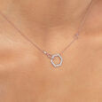 Modern Hexagon Rose Gold & Diamond Necklace,,hi-res view 2
