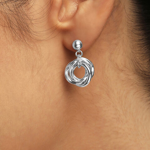 Twisted Loop Silver Drop Earrings