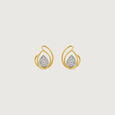 Opulent Fluid Diamond Platinum Gold Stud Earrings,,hi-res view 3