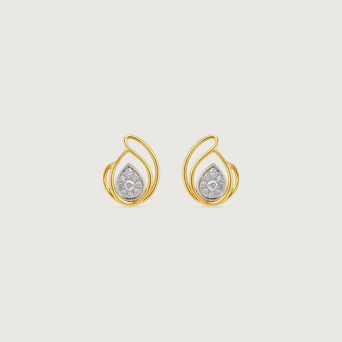 Opulent Fluid Diamond Platinum Gold Stud Earrings