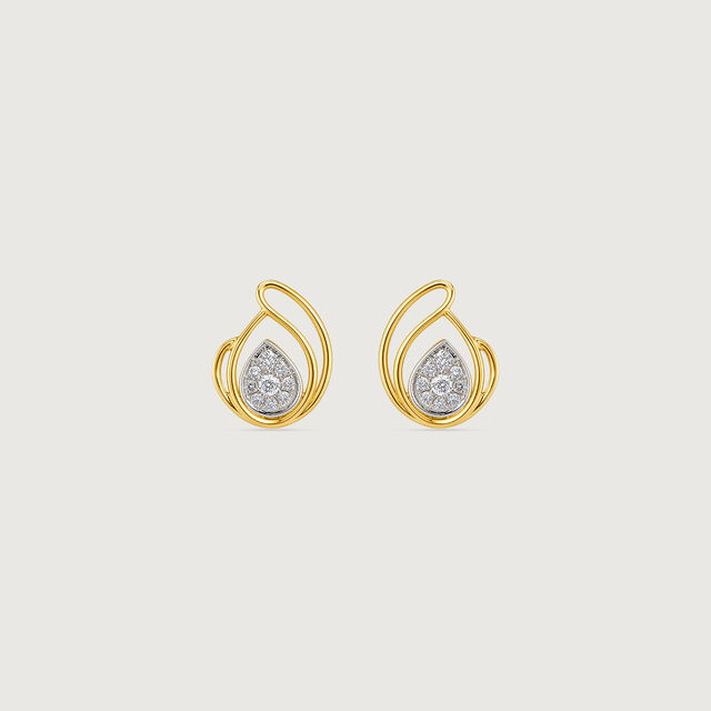 Opulent Fluid Diamond Platinum Gold Stud Earrings,,hi-res image number null