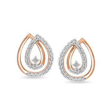 14 KT Rose Gold Simple Diamond Stud Earrings