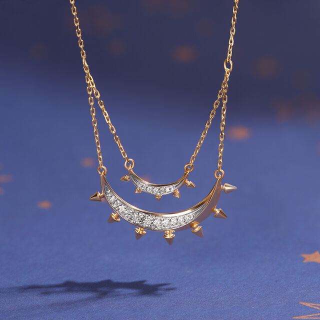Twilight Crescent 14KT Double Layered Necklace,,hi-res image number null