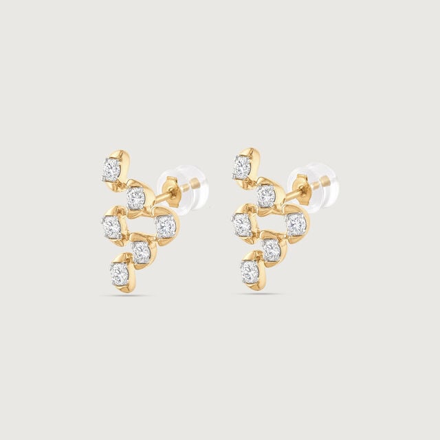 Linked Balance Diamond Stud Earrings,,hi-res image number null