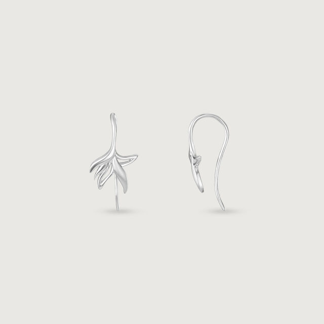 Sculpted Leaf Silver Stud Earrings,,hi-res image number null