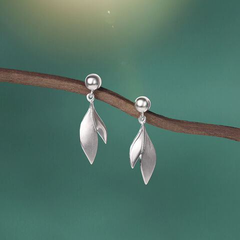 Sleek Edge Silver Drop Earrings