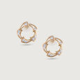 Elegant Floral Gold & Diamond Stud Earrings,,hi-res view 3