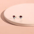 Radiant Heart Pink Garnet & Diamond Stud Earrings,,hi-res view 1