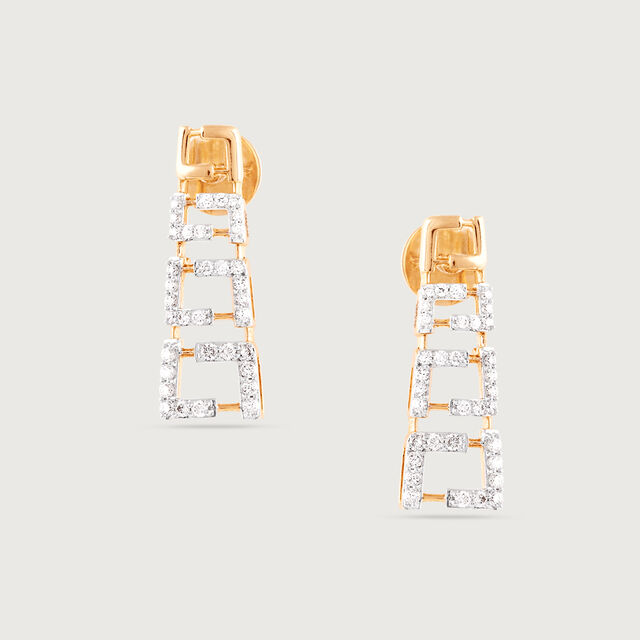 Chic Cascades Gold & Diamond Stud Earrings,,hi-res image number null