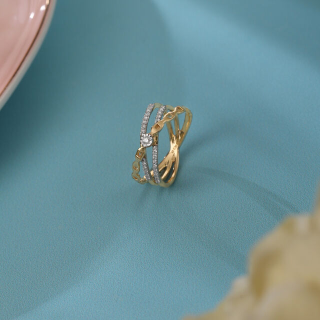 Harmony Crossover 14KT Gold & Diamond Ring,,hi-res image number null