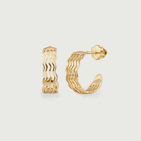 Wave Pattern Gold Hoop Earrings