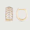 Chevron Shine Gold & Diamond Hoop Earrings,,hi-res view 4