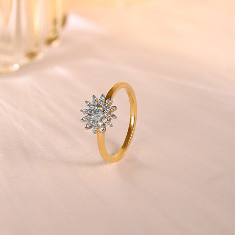 Floral Sparkle Gold & Diamond Finger Ring