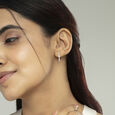 Elegant Twist Gold & Diamond Hoop Earrings,,hi-res view 2
