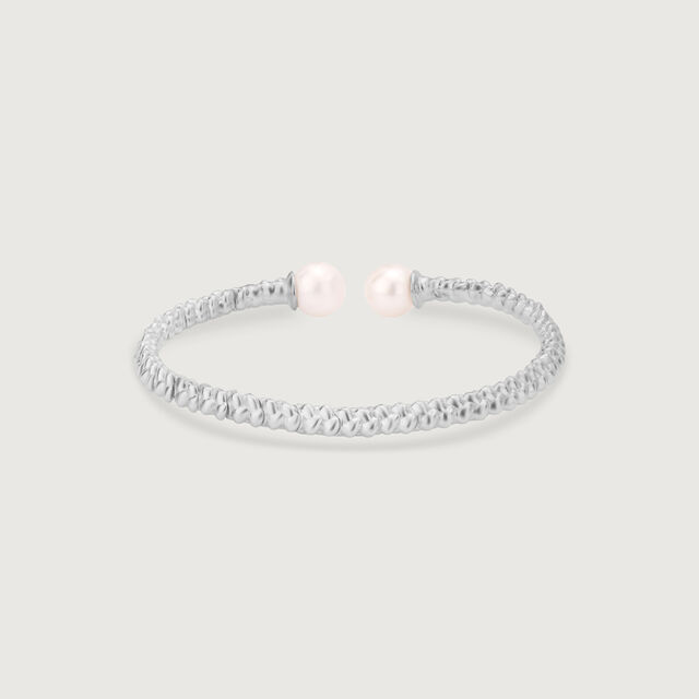 Chic Braided Pearl Silver Bangle,,hi-res image number null