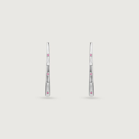 Playful Linear Silver Hoop Earrings