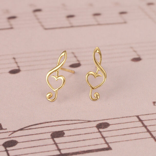 Treble in Love 14KT Gold Stud Earrings,,hi-res image number null