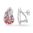 Silver Stud Earrings For Women In Multi-Coloured Open Polki Design With French Back Closure,,hi-res view 2