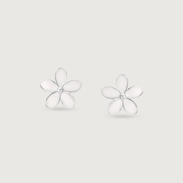 Floral Muse Silver Stud Earrings,,hi-res image number null