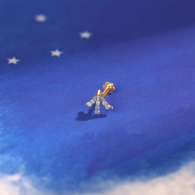 Stellar Elegance 14KT Diamond Nose Pin,,hi-res image number null