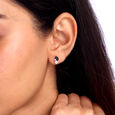 Sapphire Sparkle Gold & Diamond Stud Earrings,,hi-res view 2