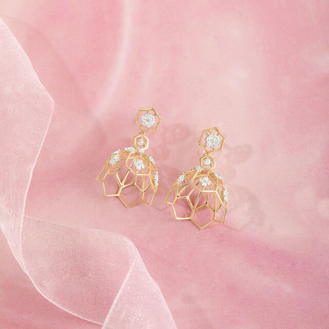 Lippan Grandeur Gold & Diamond Jhumka,,hi-res image number null