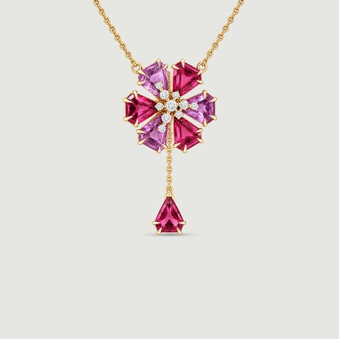 Celebratory Firework Amethyst and Garnet Lariat Necklace