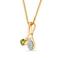 14 KT Yellow Gold Verdant Romance Diamond and Green Tourmaline Pendant,,hi-res view 2