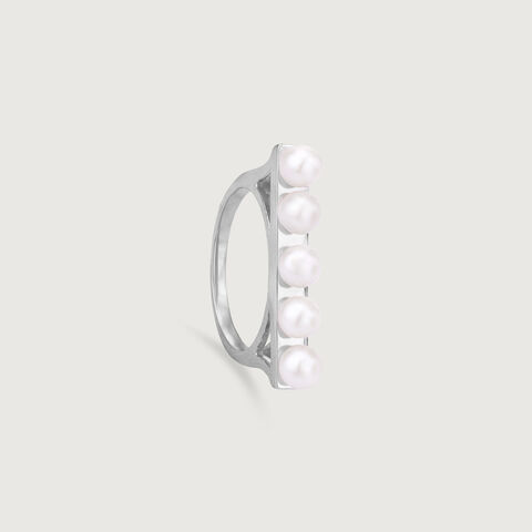 Pearl Row Silver Ring