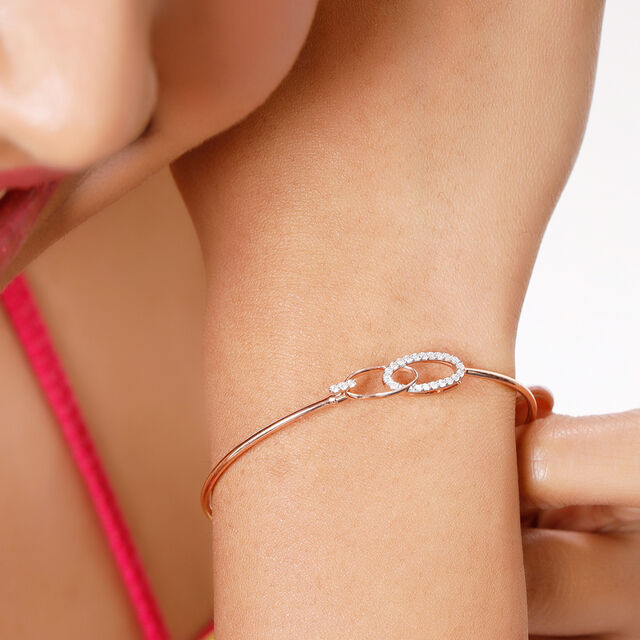 14KT Rose Gold Curvaceous Glimmer Diamond Bangle,,hi-res view 2