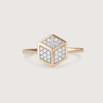 Geometric Glamour 14KT Gold & Diamond Ring