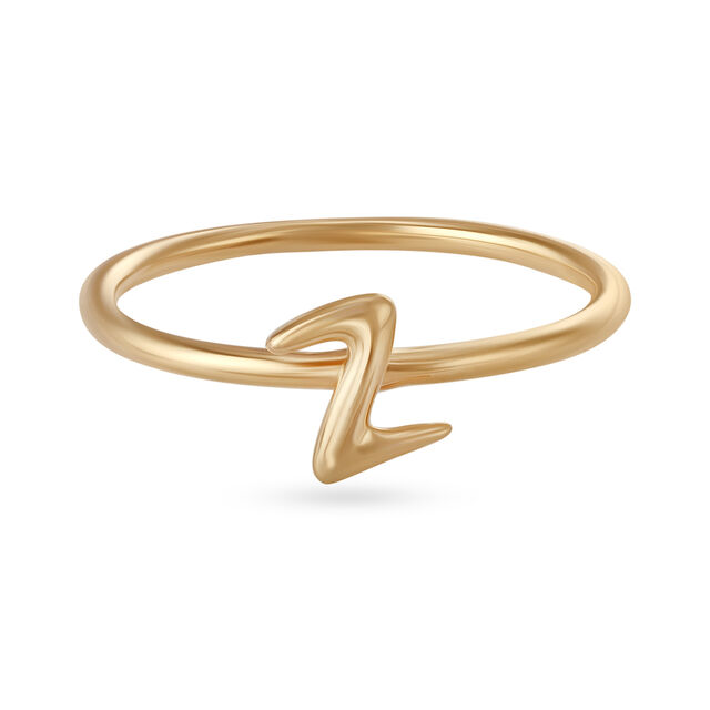 Letter Z 14KT Yellow Gold Initial Ring,,hi-res view 2