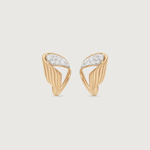Sculpted Fold Diamond Stud Earrings