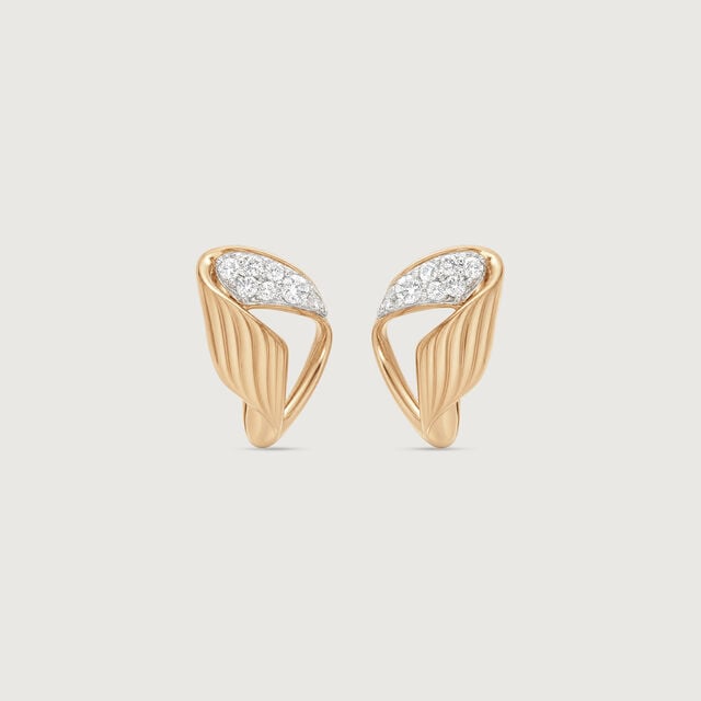 Sculpted Fold Diamond Stud Earrings,,hi-res image number null