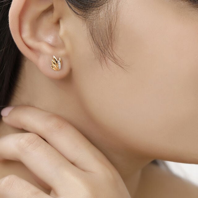 14kt Yellow Gold Dhanteras Inspired Diamond Stud Earrings,,hi-res image number null